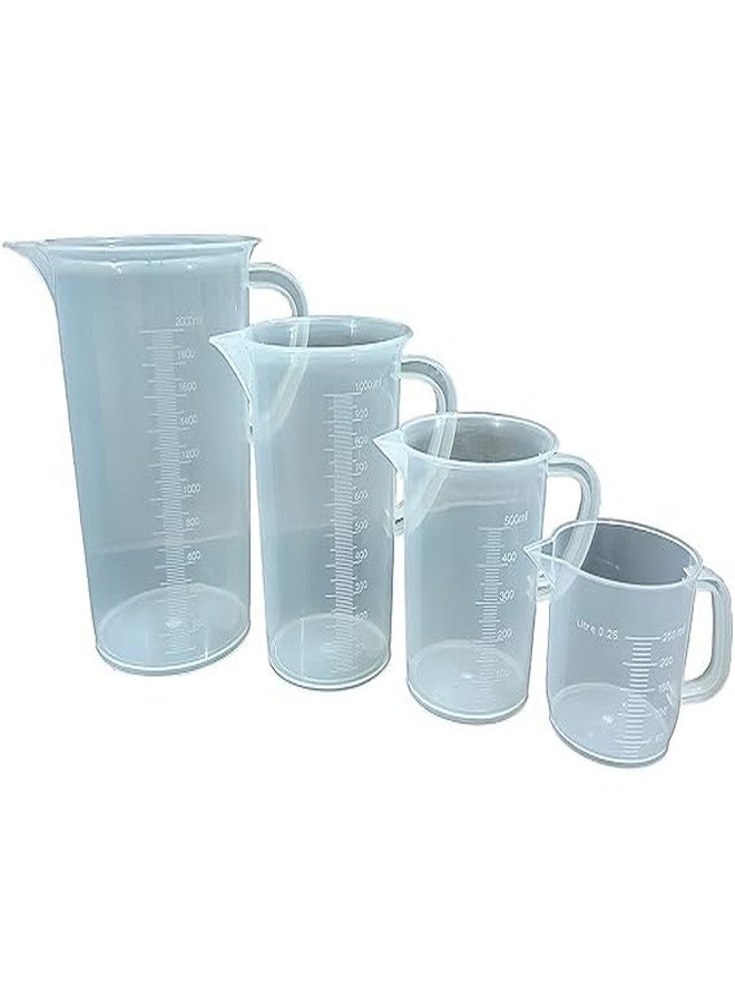Mega Choice Plastic Transparent Measuring Jug Set 250ml 500ml 1000ml and 2000ml for Measuring Solid and Liquids 4 Pcs Combo Pack - Image 4
